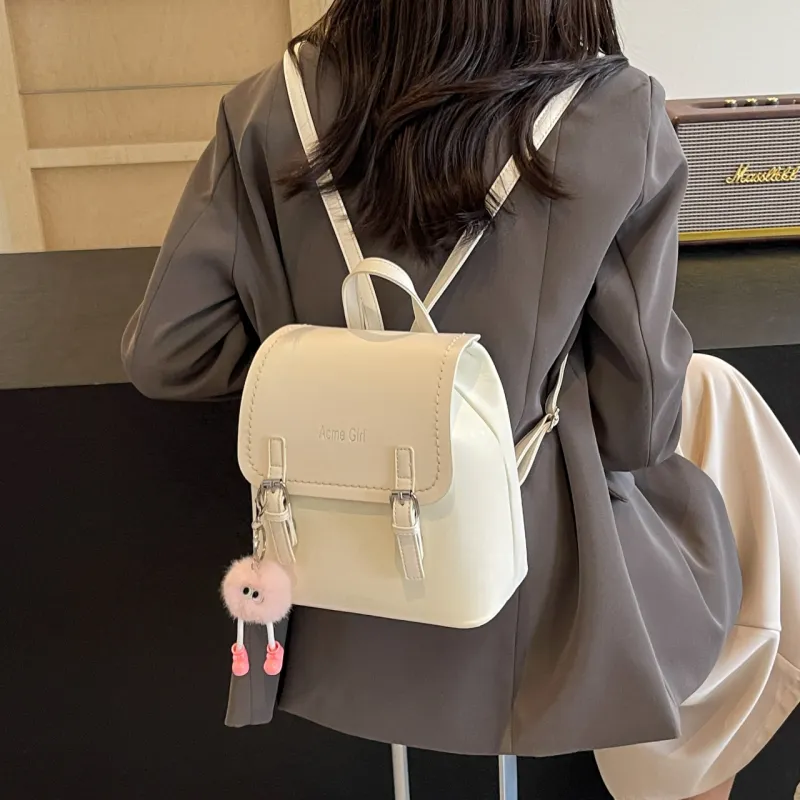 AIBAG PU Backpack Women's Pink/White/Blue/Black-9
