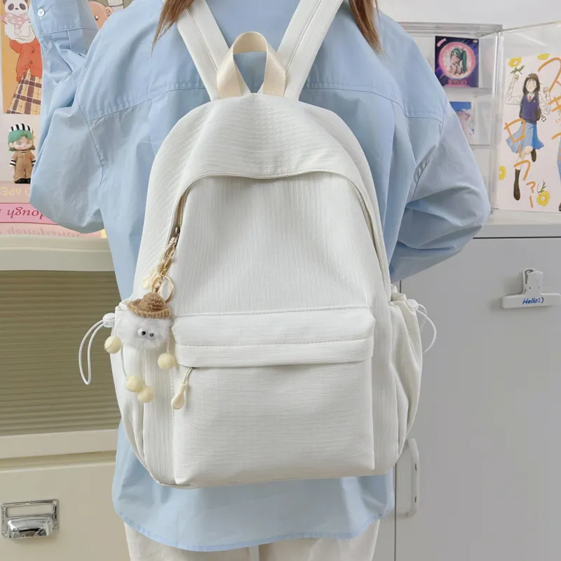AIBAG Nylon Backpack Unisex White/Black/Pink/Green/Blue-5