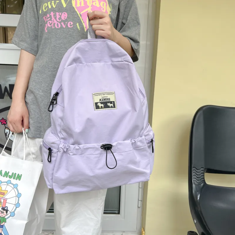 AIBAG Composite Cloth Backpack Unisex White/Black/Pink/Violet-18