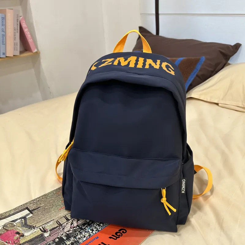 AIBAG Nylon Backpack Unisex Black/Red/Yellow/Navy Blue-18