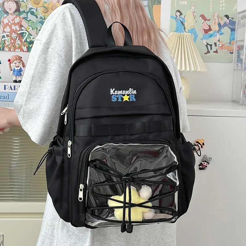 AIBAG Nylon Backpack Unisex Blue/Yellow/Black/White-17