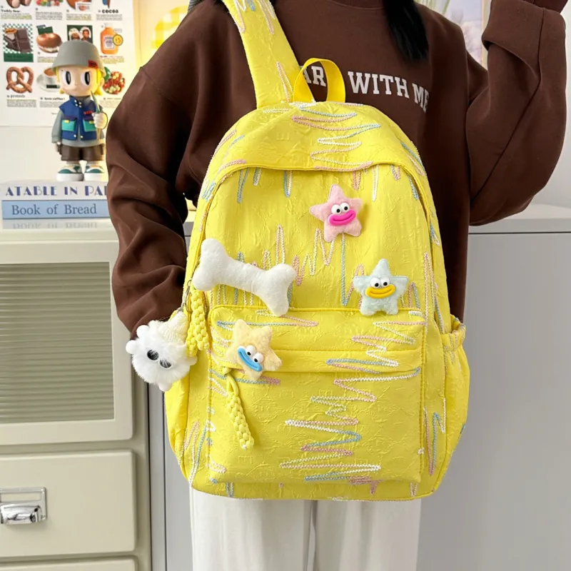 AIBAG Nylon Backpack Unisex White/Black/Yellow/Blue/Pink-15