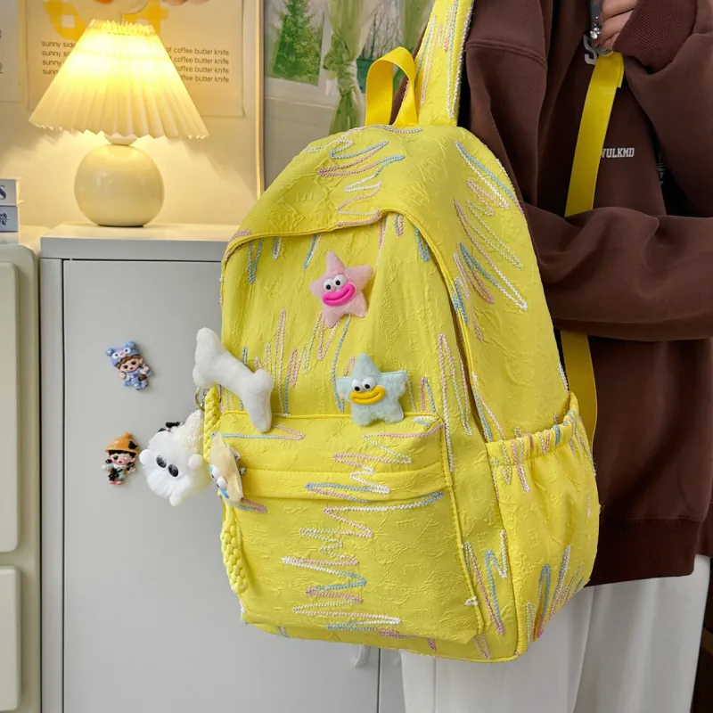 AIBAG Nylon Backpack Unisex White/Black/Yellow/Blue/Pink-13