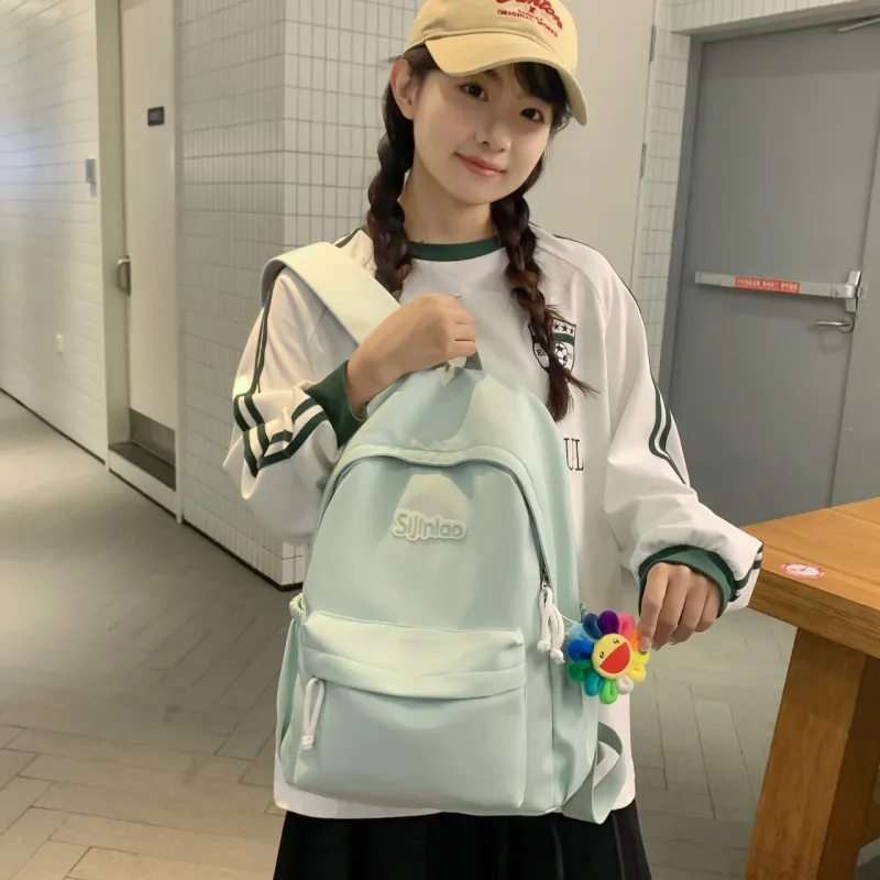 AIBAG Nylon Backpack Unisex White/Black/Blue/Pink-15