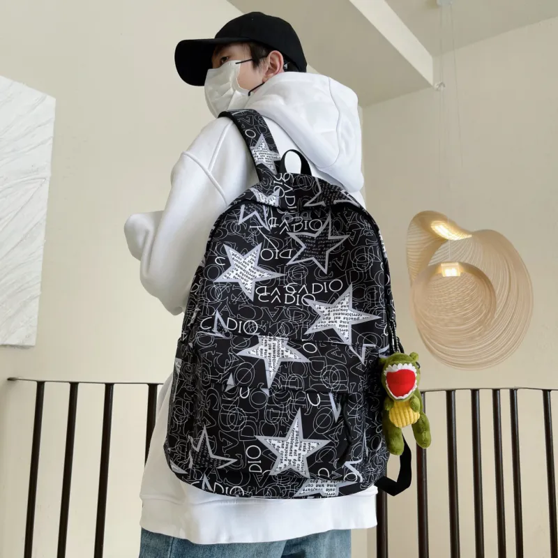 AIBAG Nylon Backpack Unisex Black Gray/Black Green/Black Blue/Black Yellow/White/Khaki-4
