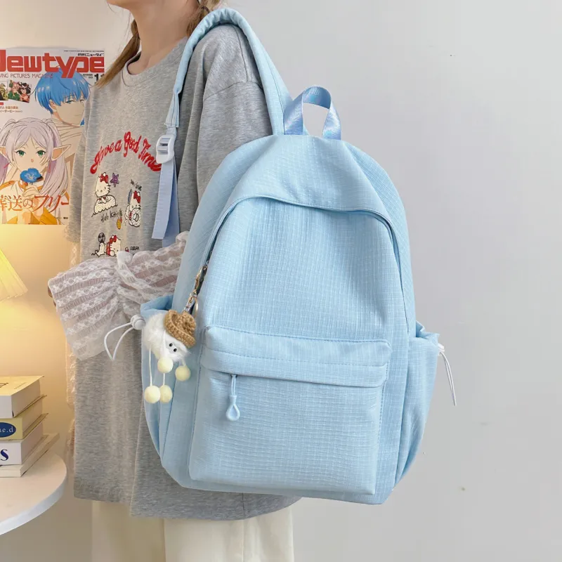 AIBAG Nylon Backpack Unisex White/Black/Pink/Green/Blue-28