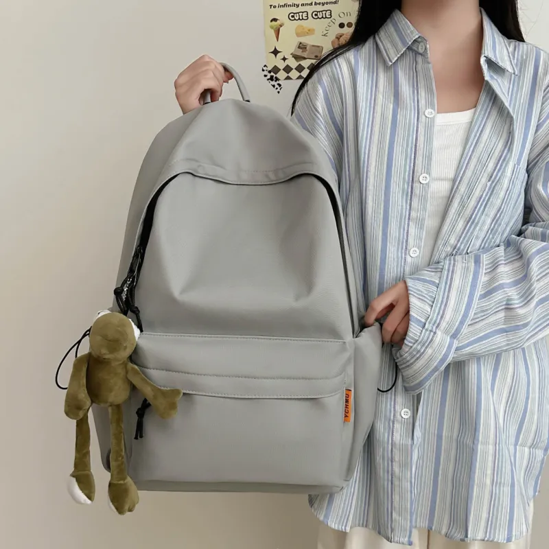 AIBAG Nylon Backpack Unisex White/Gray/Black/Red-12