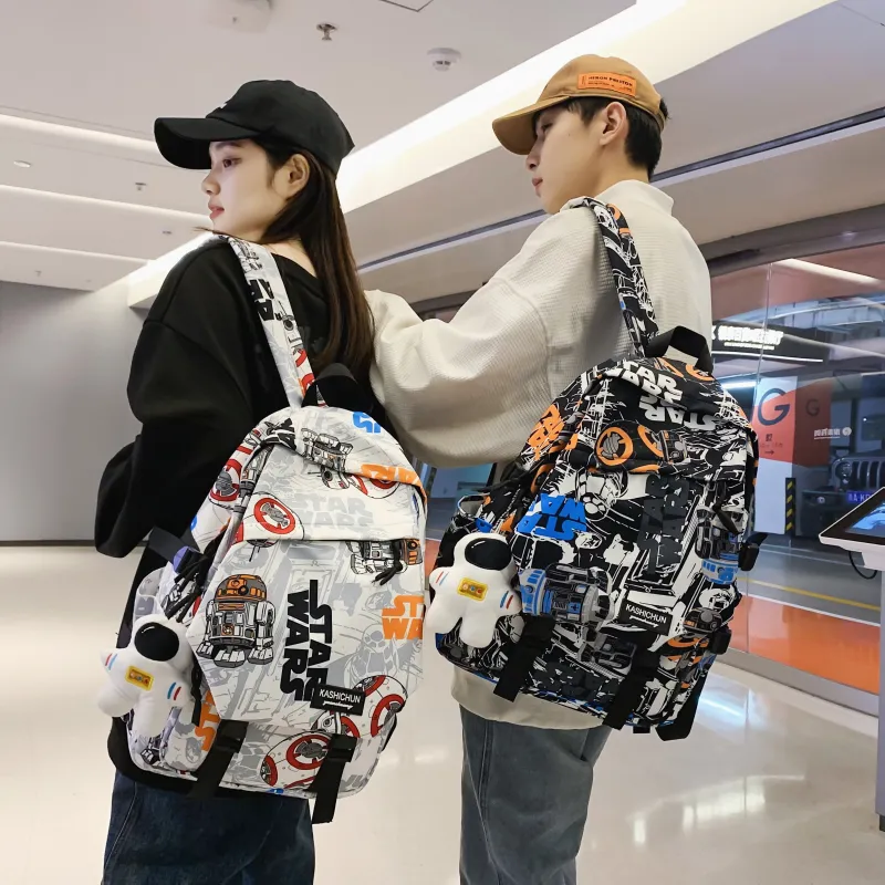 AIBAG Nylon Backpack Unisex White Orange/White Blue/White Gray/Black Blue/Black Gray-16
