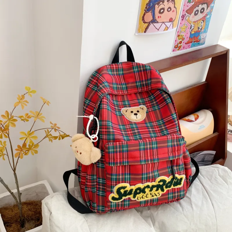 AIBAG Fabric Backpack Unisex Red/Brown/Purple-6