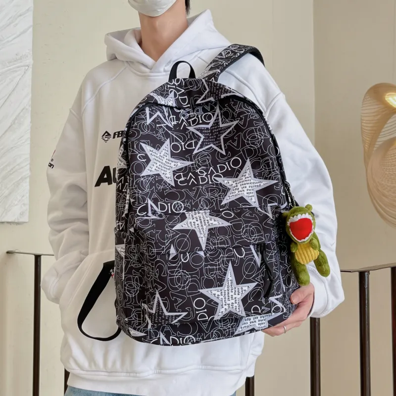 AIBAG Nylon Backpack Unisex Black Gray/Black Green/Black Blue/Black Yellow/White/Khaki-5