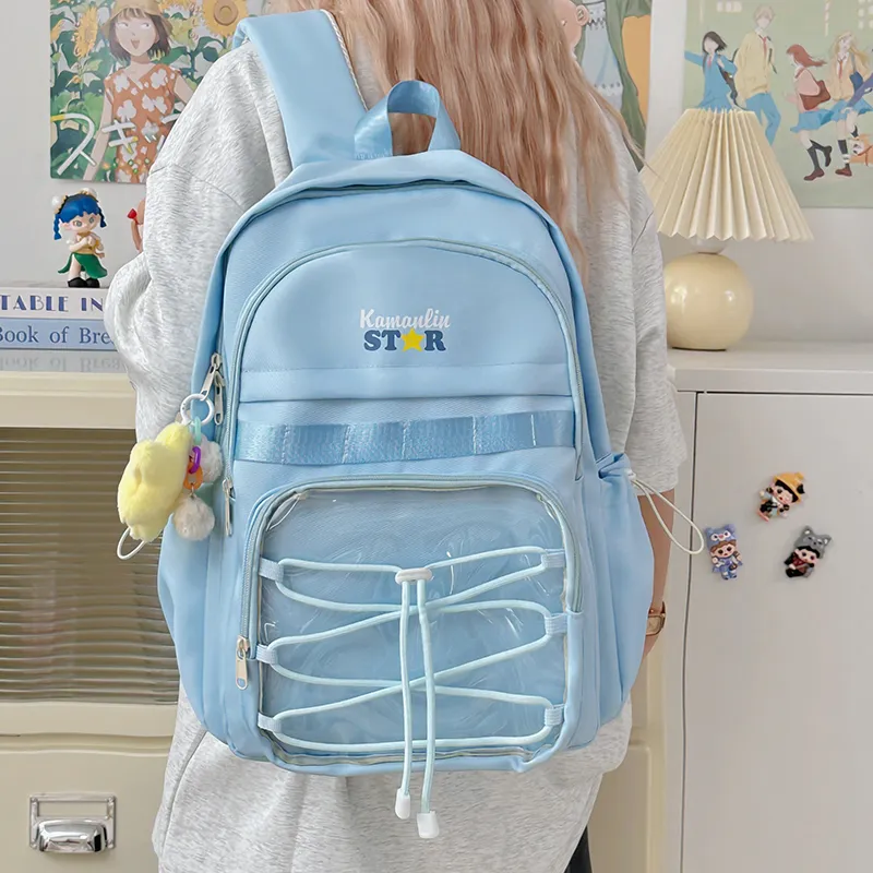 AIBAG Nylon Backpack Unisex Blue/Yellow/Black/White-4