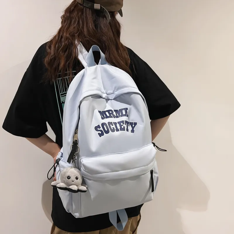 AIBAG Nylon Backpack Unisex Ecru/Black/Burgundy/Light Blue-23