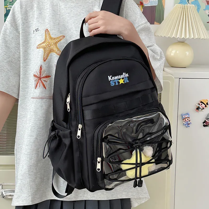 AIBAG Nylon Backpack Unisex Blue/Yellow/Black/White-19