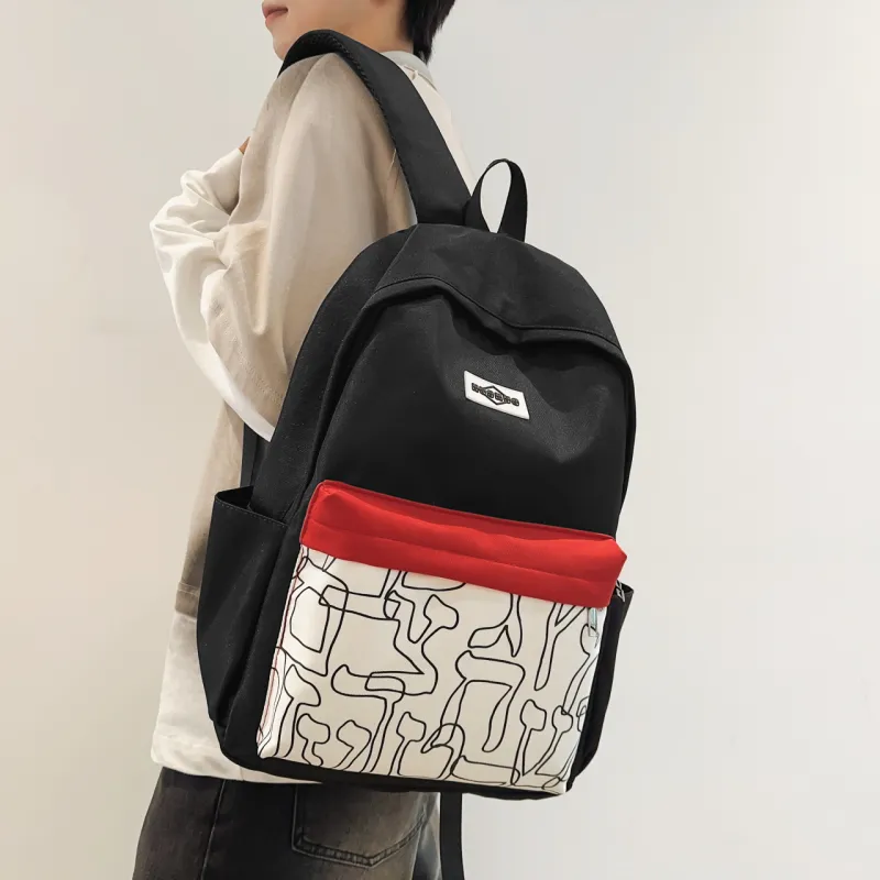 AIBAG Nylon Backpack Unisex White/Black/Red/Purple/Blue-8