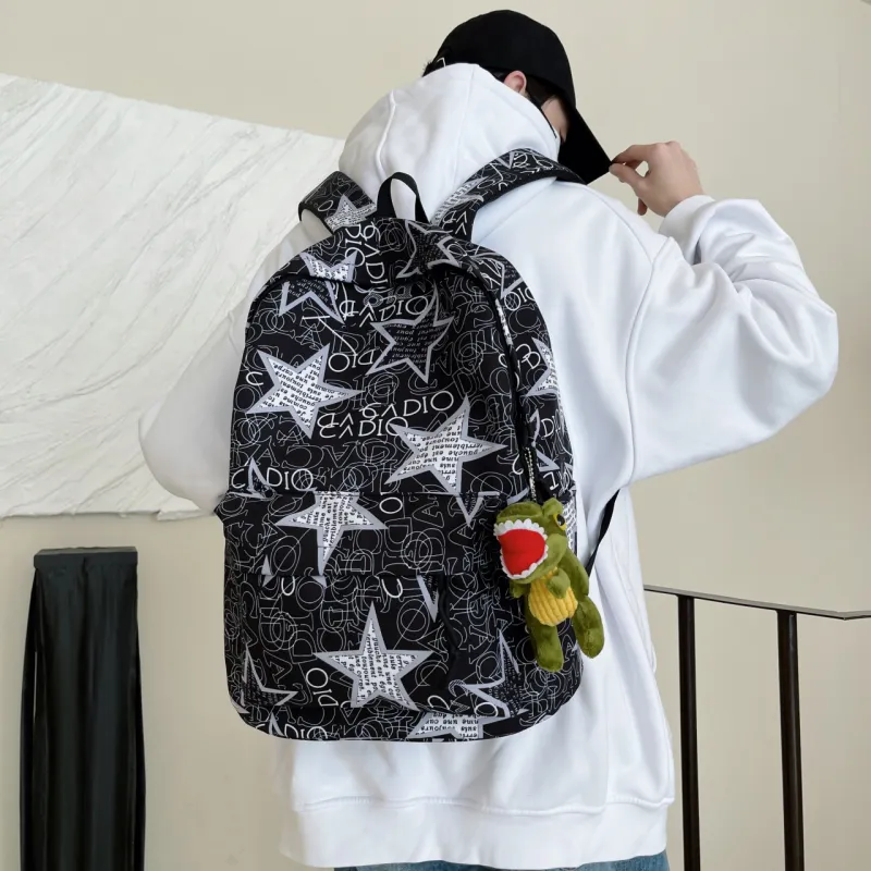AIBAG Nylon Backpack Unisex Black Gray/Black Green/Black Blue/Black Yellow/White/Khaki-3