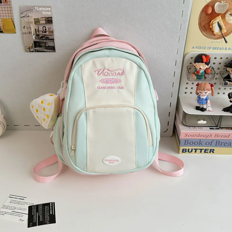 AIBAG Nylon Backpack Unisex Pink/Blue/Green/Yellow/Black-1