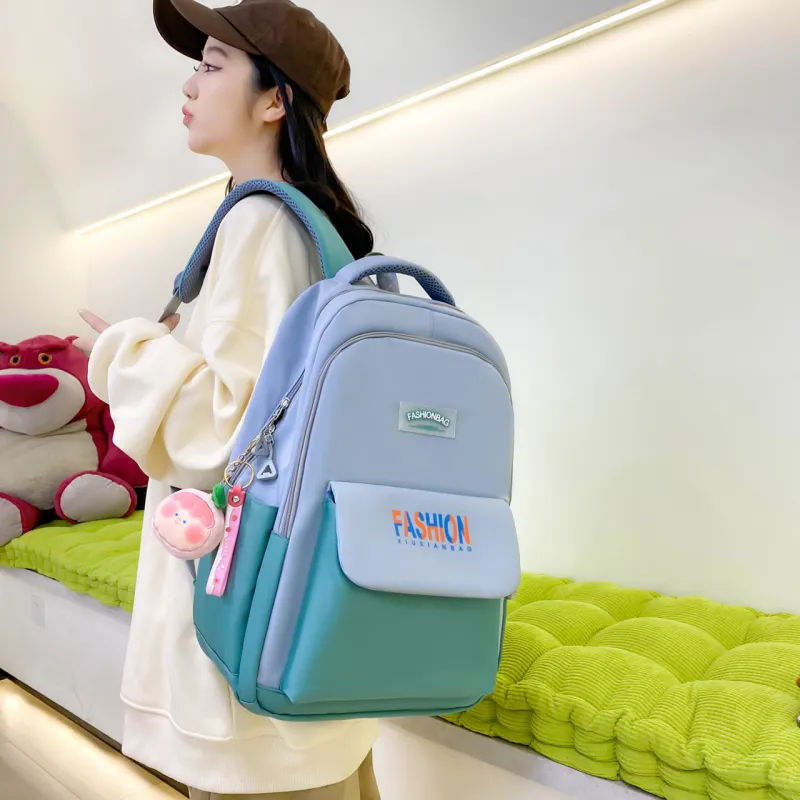AIBAG Nylon Backpack Unisex Black/Green/Blue/Pink-6