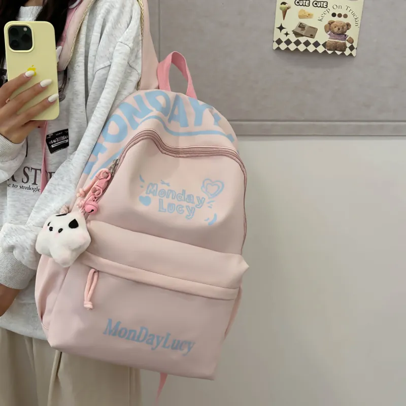 AIBAG Nylon Backpack Unisex White/Black/Pink/Purple/Blue-13