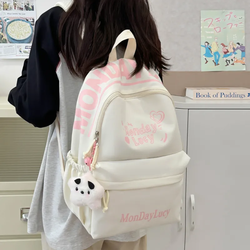 AIBAG Nylon Backpack Unisex White/Black/Pink/Purple/Blue-3