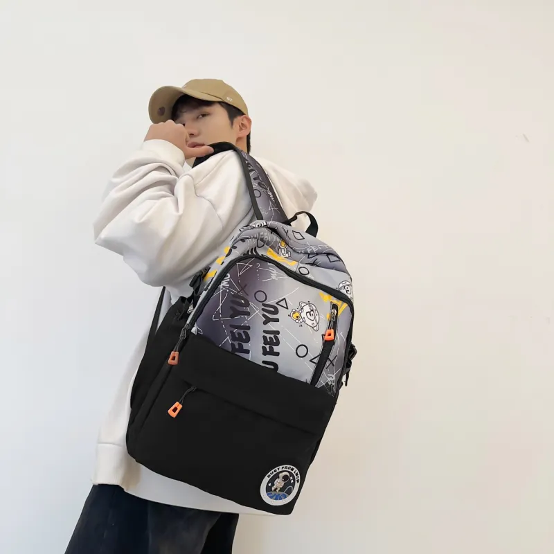 AIBAG Nylon Backpack Men's Gray/Green/Blue-3