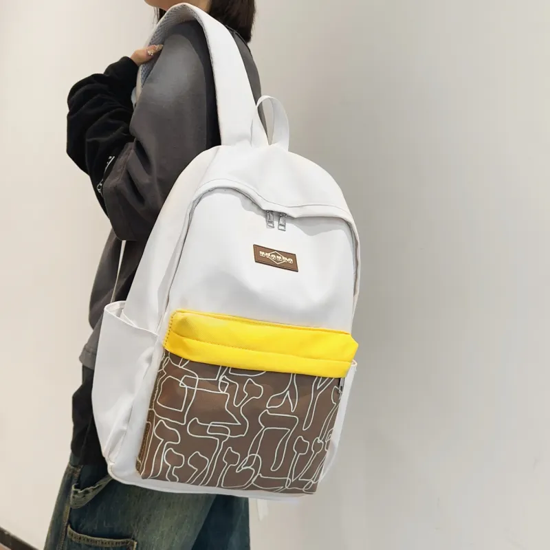 AIBAG Nylon Backpack Unisex White/Black/Red/Purple/Blue-1