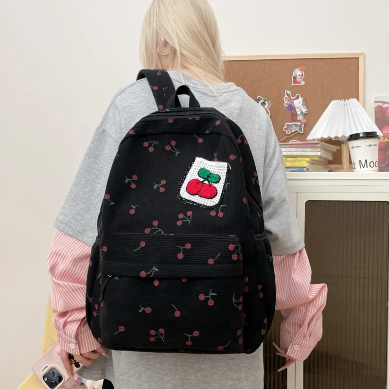 AIBAG Canvas Backpack Unisex White/Black/Pink-11