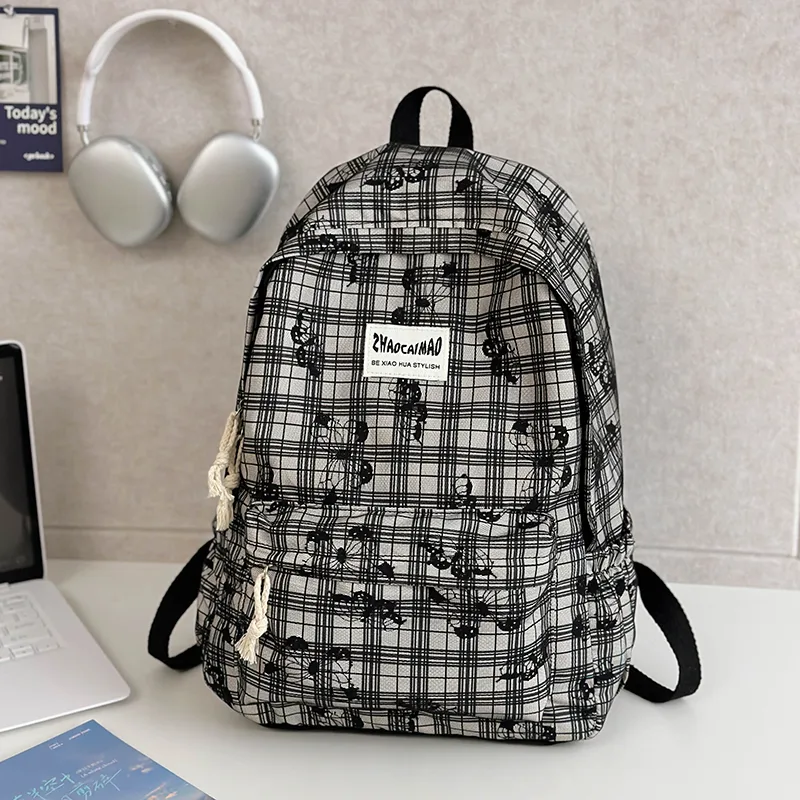 AIBAG Polyester Backpack Unisex White/Gray/Black-12
