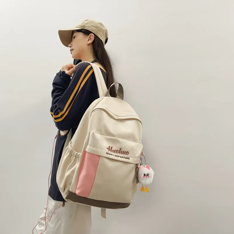 AIBAG Nylon Backpack Unisex White/Black/Purple/Khaki/Blue-21