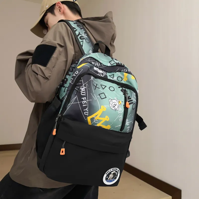 AIBAG Nylon Backpack Men's Gray/Green/Blue-8