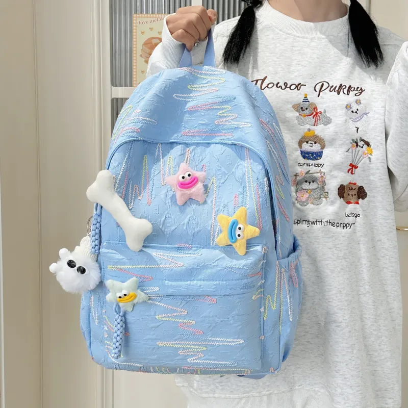 AIBAG Nylon Backpack Unisex White/Black/Yellow/Blue/Pink-22