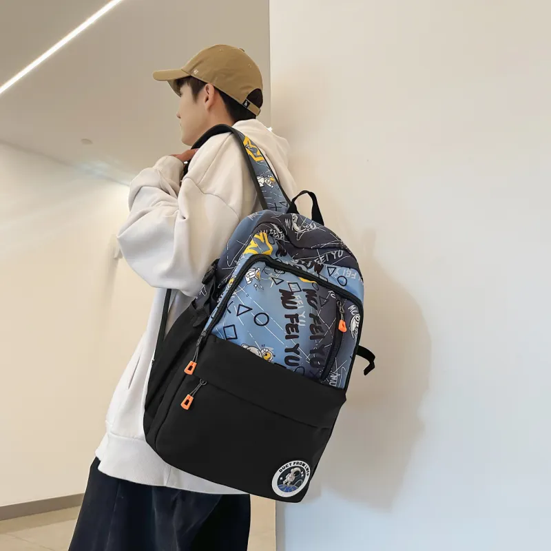 AIBAG Nylon Backpack Men's Gray/Green/Blue-17
