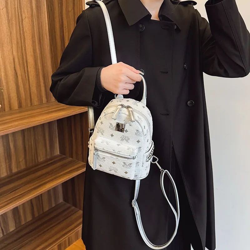 AIBAG PU Backpack Unisex White/Black/Coffee-4