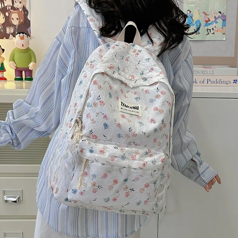 AIBAG Polyester Backpack Unisex White/Gray/Black-3