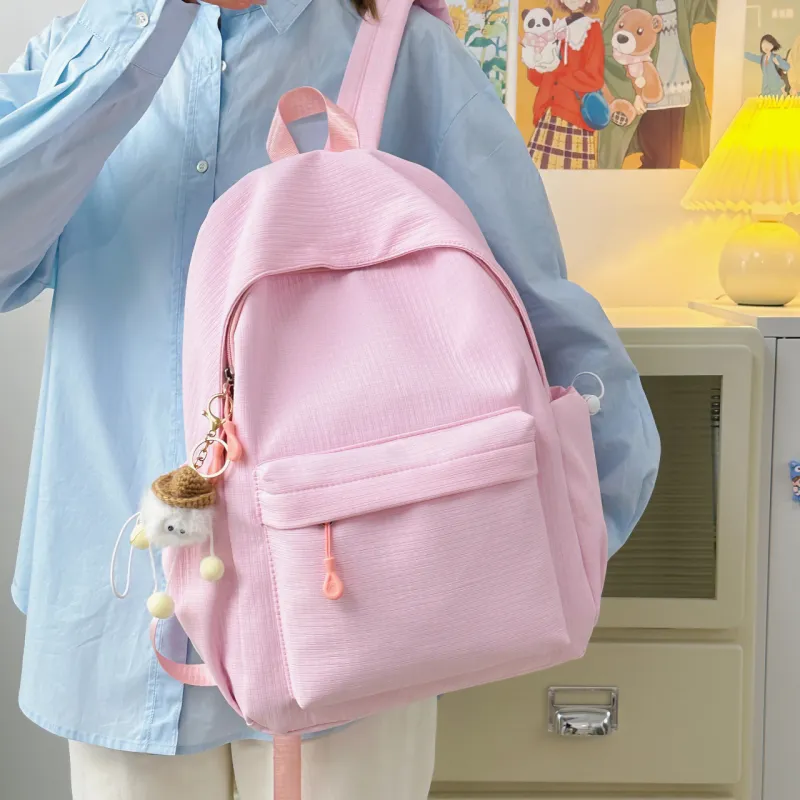 AIBAG Nylon Backpack Unisex White/Black/Pink/Green/Blue-13