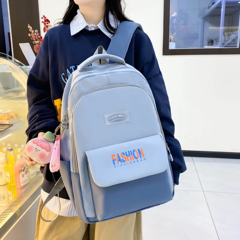 AIBAG Nylon Backpack Unisex Black/Green/Blue/Pink-14