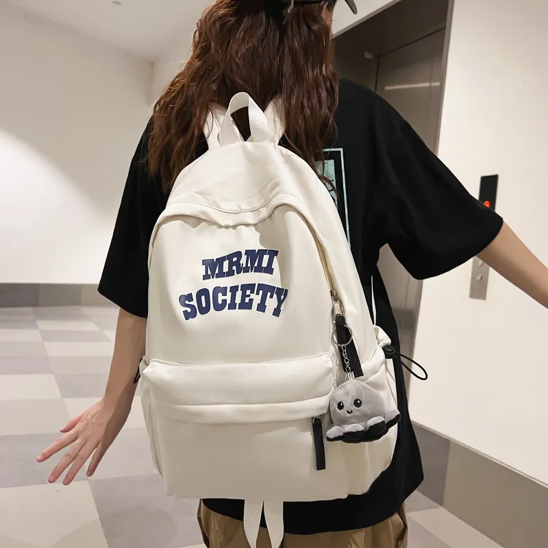 AIBAG Nylon Backpack Unisex Ecru/Black/Burgundy/Light Blue-2