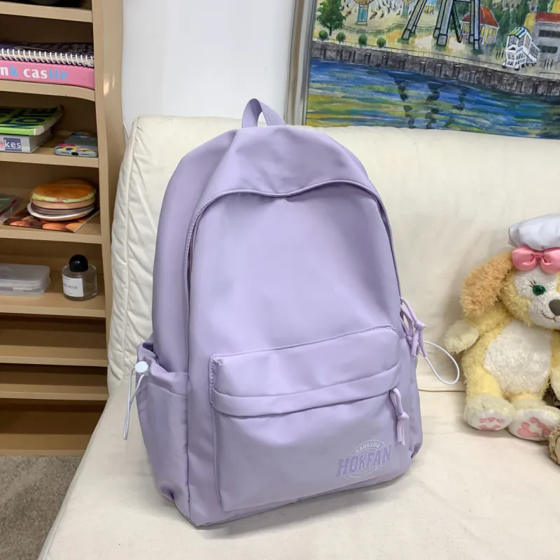 AIBAG Nylon Backpack Unisex Purple/Blue/Pink/Red/Black/White-2