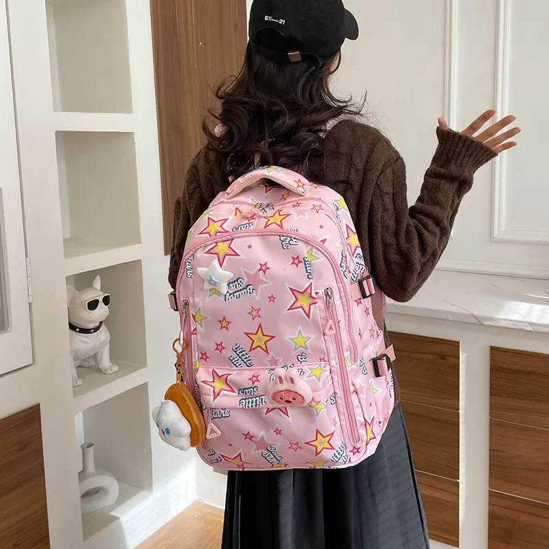 AIBAG Nylon Backpack Unisex White/black/pink/purple/blue-15