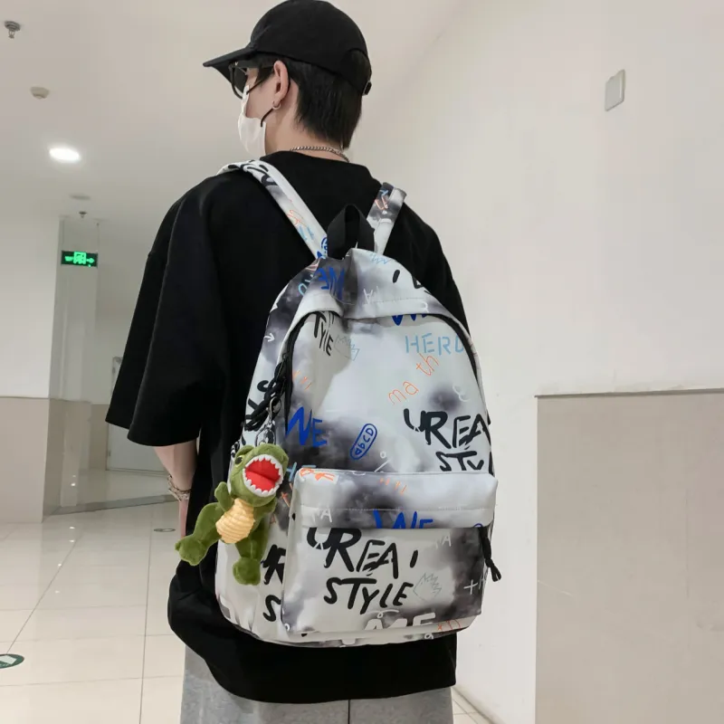 AIBAG Nylon Backpack Unisex White/Gray/Green/Blue-3