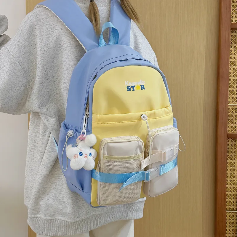 AIBAG Nylon Backpack Women's White/Black/Blue/Pink-13