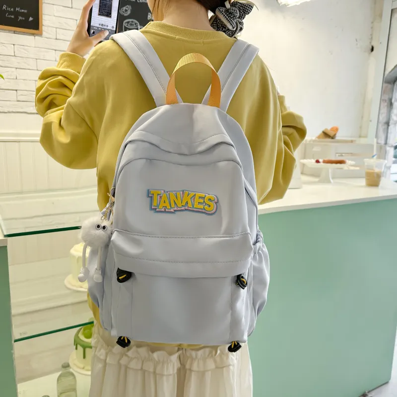 AIBAG Nylon Backpack Unisex Black/Yellow/Khaki/Light Blue-20