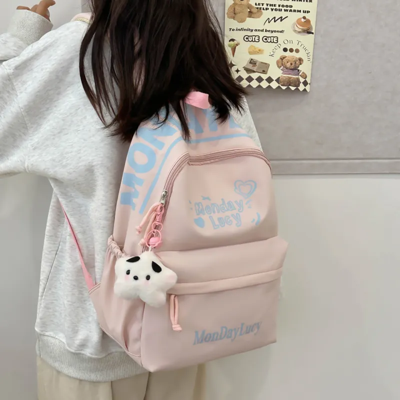 AIBAG Nylon Backpack Unisex White/Black/Pink/Purple/Blue-10