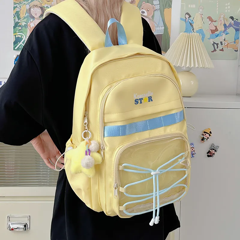 AIBAG Nylon Backpack Unisex Blue/Yellow/Black/White-9