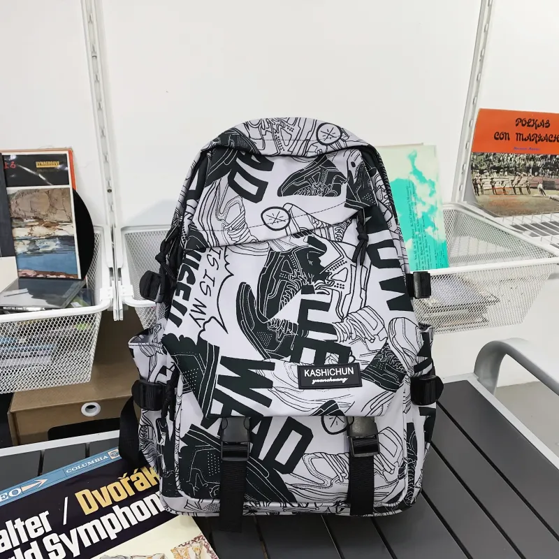 AIBAG Nylon Backpack Unisex White Orange/White Blue/White Gray/Black Blue/Black Gray-19