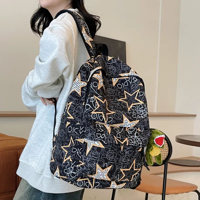 AIBAG Nylon Backpack Unisex Black Gray/Black Green/Black Blue/Black Yellow/White/Khaki-18