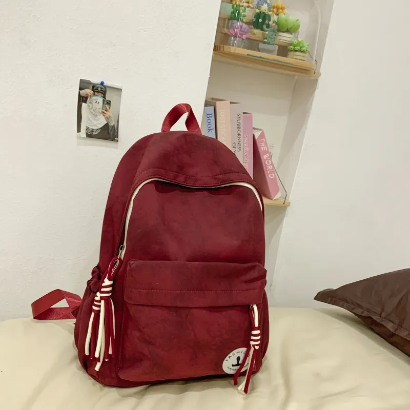AIBAG Nylon Backpack Unisex Black/Pink/Red/Khaki/Green-13