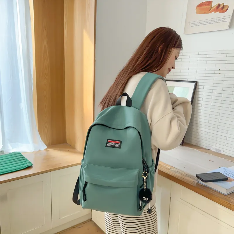 AIBAG Nylon Backpack Unisex Pink/Blue/Green/Black/Gray/White-13