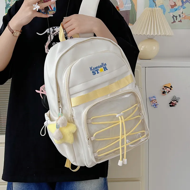 AIBAG Nylon Backpack Unisex Blue/Yellow/Black/White-26