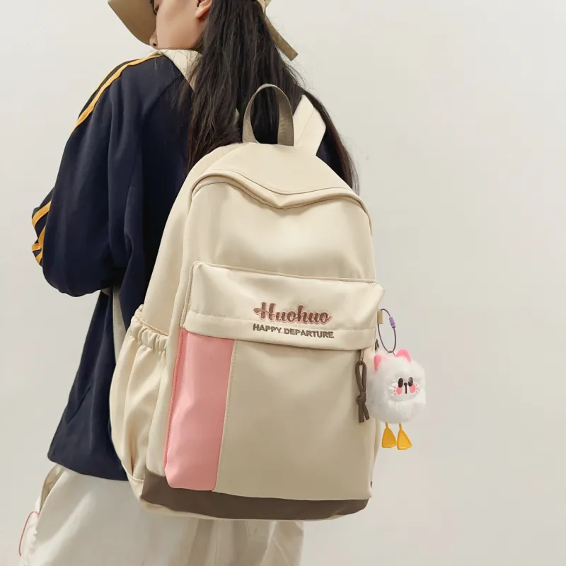 AIBAG Nylon Backpack Unisex White/Black/Purple/Khaki/Blue-1