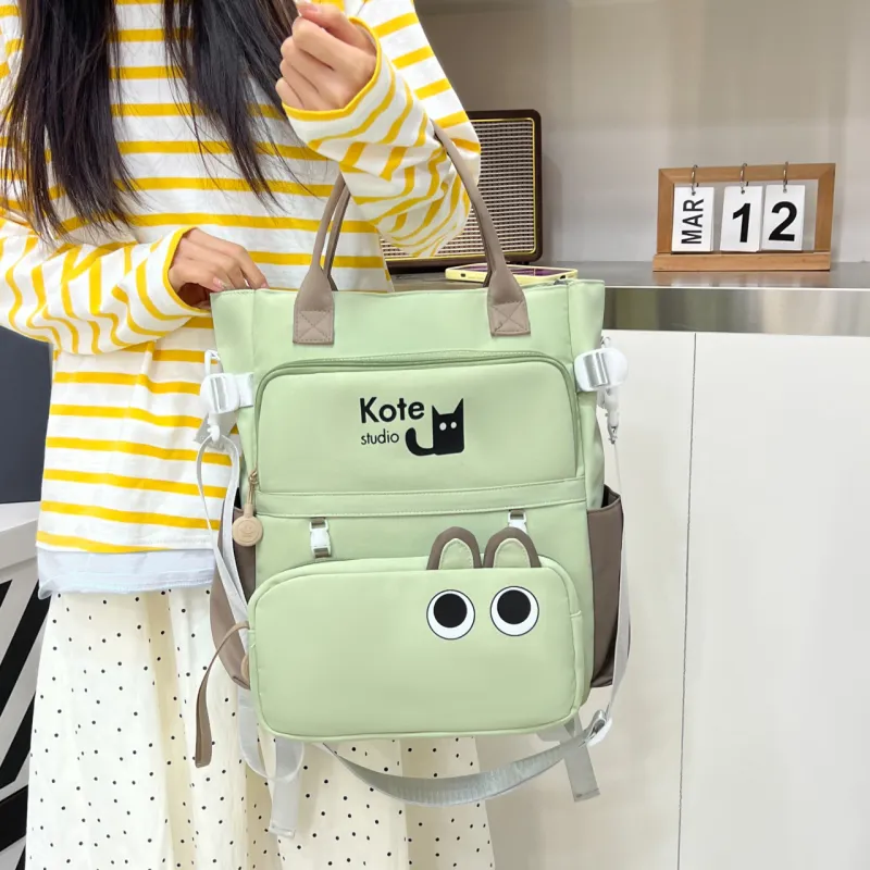 AIBAG Fabric Backpack Unisex Black/Pink/Green/Khaki/Lake Blue-24